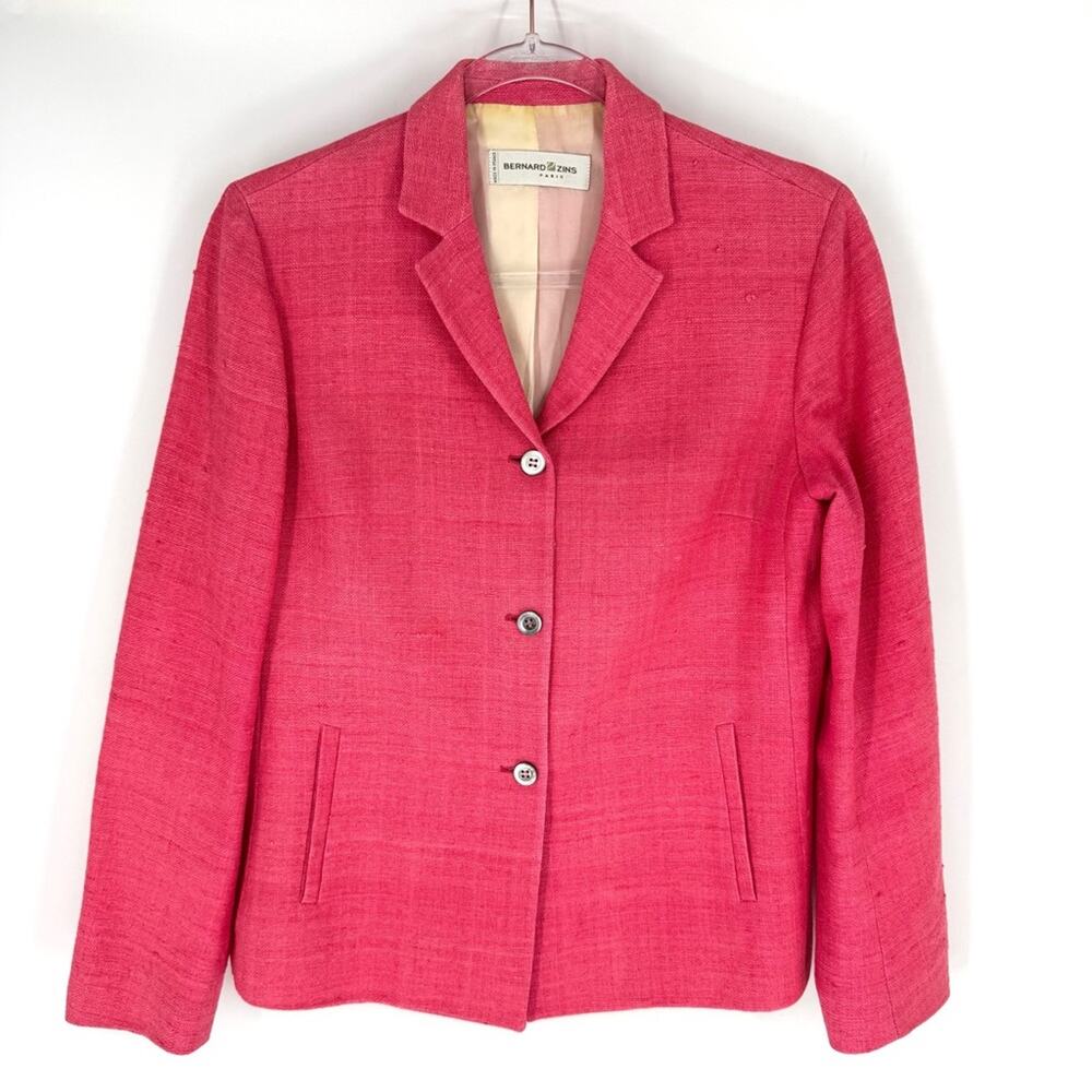 Bernard Zins Paris‎ Vintage Silk Blazer Pink Size 6